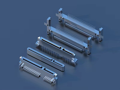 Household Electronic Metal Connectors of Various Sizes Arranged Display With Pin And Slot Structure 3d model