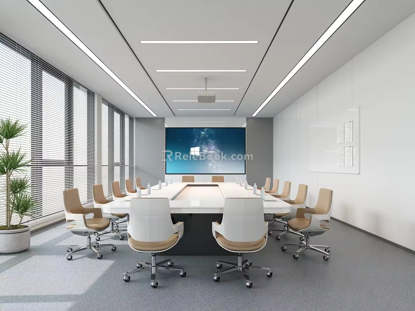 Modern conference room conference table projector 3d model