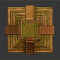 Ancient Pyramid Landscape Featuring Stepped Structure Detailed Steps And Orange Green Tones