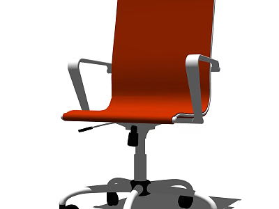 Red Office Chair With Silver Armrests And Rolling Wheels For Workspace 3d model