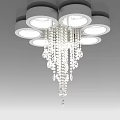 Elegant Modern Crystal Chandelier Design With Circular Shades And Hanging Pendants