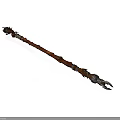 Ancient Long Handled Weapon With Carved Patterns And Metal Decorated Ends 3d model