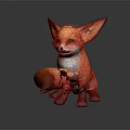 Cute Orange Fox Character Sitting With White Belly Large Ears And Yellow Eyes