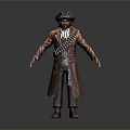 Man In Historical Pirate Attire Wearing Brown Coat And Bullet Belt