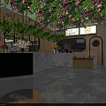 Living Plant Wall Decor In Modern Restaurant Interior With Wooden Elements And Pendant Lights