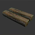 Two Rustic Wooden Logs With Natural Textured Surface And Brown Grain
