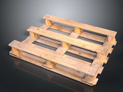Construction Wooden Pallet Design With Sturdy Wooden Slats And Support Blocks 3d model