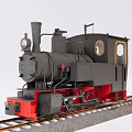 Vintage Steam Train Model Black Body And Red Base On Railway Track