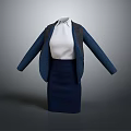 Blue Coat With White Shirt And Dark Blue Skirt Stylish Fashion Outfit