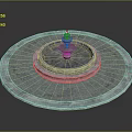 Circular Stone Fountain With Multi Tiered Steps And Textured Base Design 3d model