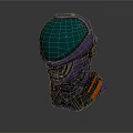 Purple Astronaut Helmet Model With Green Visor And Orange Accents Display Figurine