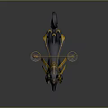 Egyptian Mythological Black Canine Deity With Golden Accents Balance Scale And Flowing Ribbons