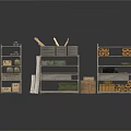 Metal Storage Shelves With Multiple Layers Holding Boxes Rolled Items And Tools