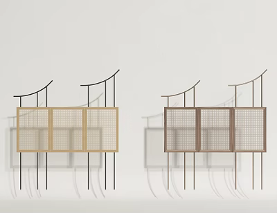 Modern Wall Decor With Curved Top And Grid Structure In Light And Dark Colors 3d model