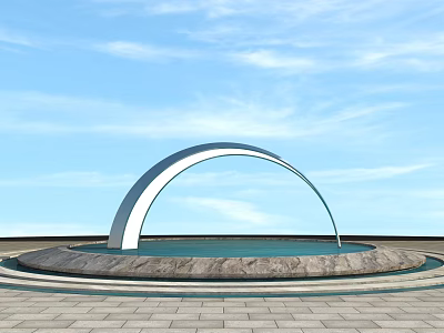 Road Infrastructure Featuring Arch Structure Over Water With Stone Pavement And Blue Sky 3d model