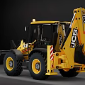 JCB Yellow Backhoe Loader For Construction Work With Front Bucket And Rear Arm 3d model