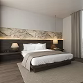 Hotel Guest Room With King Bed Wooden Bench Floor To Ceiling Windows And Scenic View