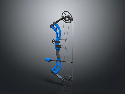 Modern Blue Compound Bow Design With Black Cams Gray Grip And Bowstring 3d model