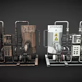 Industrial Storage Equipment System With Tanks Pipes Control Panels And Pumps