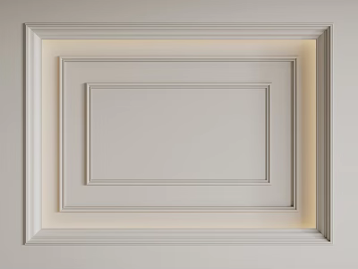 Modern White Square Ceiling Design With Layered Frames And Recessed Lighting 3d model