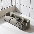 Modern three-seat sofa multiplayer sofa 3d model