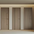 Three Modern Wooden Hinged Doors Featuring Different Decorative Patterns In Contemporary Interior 3d model