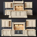 Elegant Classical Kitchen Interior Design With Marble Countertop Lighting And Carved Cabinets