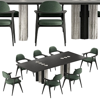 Miloti Minotti Dining Table and Chair Combination 3d model