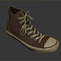 Burgundy High Top Leather Casual Shoes With Gray Laces Beige Sole And Worn Details