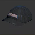 Dark Gray Baseball Cap With White Label Red Logo And BASIC Text 3d model