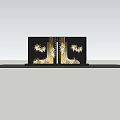 Elegant Floral Installation With Gold White Hanging Blooms On Dark Backdrop And Geometric Frames