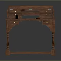 Wooden Writing Desk With Drawers Small Cabinet And Desktop Ink Bottle Paper Pencil