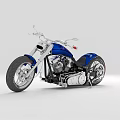 Stylish Blue And Silver Modern Motorcycle With Streamlined Body And Wide Rear Wheel