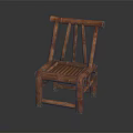 Wooden Leisure Chair Featuring Striped Backrest And Natural Simple Sturdy Design