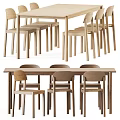 Minimalist Wooden Dining Table Set With Rectangular Table And Matching Chairs 3d model