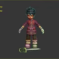 3D Character Wearing Red Outfit Green Pants White Boots With Sword Brown Scabbard Golden Hilt
