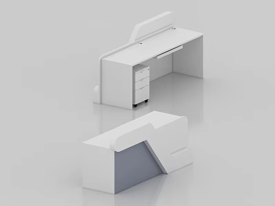 Modern Reception Desk Design With Minimalist White Finish And Storage Drawers 3d model