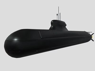 Black Submarine Model Exterior Design With Conning Tower And Smooth Surface 3d model
