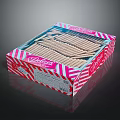 Delicia Wafer Cookies In Pink And White Striped Box With Layered Biscuits