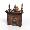 Traditional Fireplace Mantel Design With Carved Details Spire Ornaments And Ceramic Vase