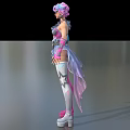 Stylish Game Movie Character With Pink Blue Hair And Decorative Outfit