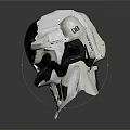 Futuristic Mechanical Style Helmet With Silver And Black Metallic Detailed Design