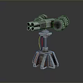Multi Barrel Metal Mechanical Weapon With Support Stand And Detailed Structure
