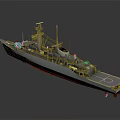 Modern Naval Warship With Gray Hull Red Bottom And Helicopter Landing Deck