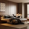 Cozy Wooden Bedroom Interior Design With Large Bed Bedside Lamp Area Rug And Window Desk