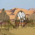 Wheat field thatched gallery observation platform pavilion 3d model