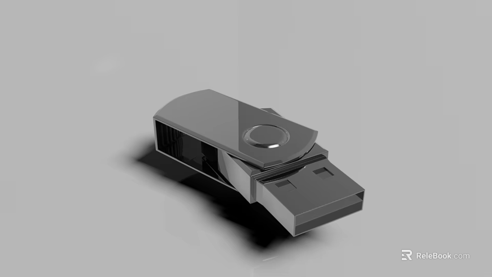 Portable Metal USB Flash Drive With Rotating Cap For Computer Storage 3d model 