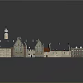 Traditional European Architecture Complex With Red Roofs Central Tower And Courtyard