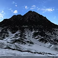 Scenic Snowy Mountain Peak Landscape With Blue Sky And White Clouds