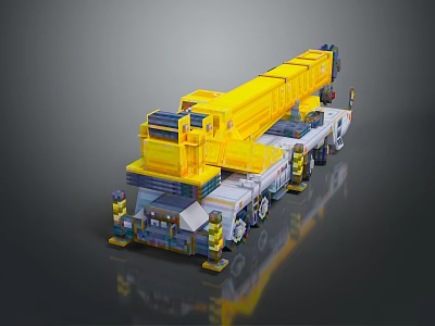 Yellow Heavy Duty Mobile Crane Truck With Extendable Boom And Multiple Wheels 3d model
